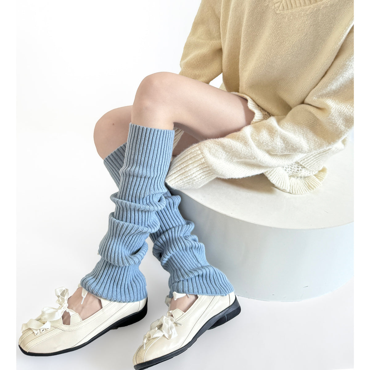 Straight Leg Warmers - Cream White