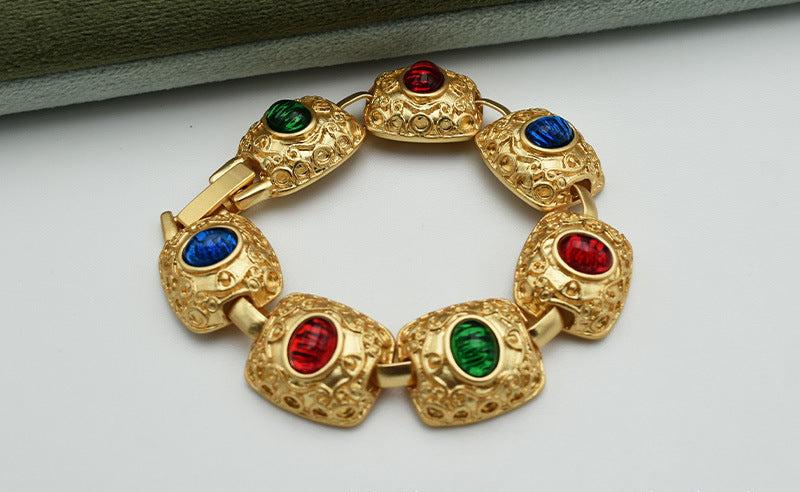 Rainbow Gemstones Golden Bracelet
