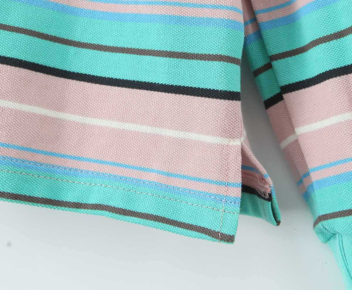 Modern Stripe Polo Top - Blue Grey