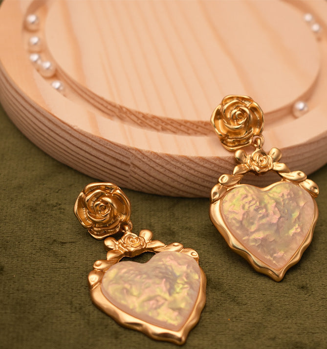 Rose Heart Medieval Earrings