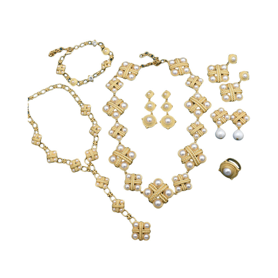 Gold-Plated Pearl Jewelry Set