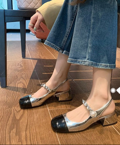 Pearl Modern Chic Mary Jane - Slingback - Midnight Black