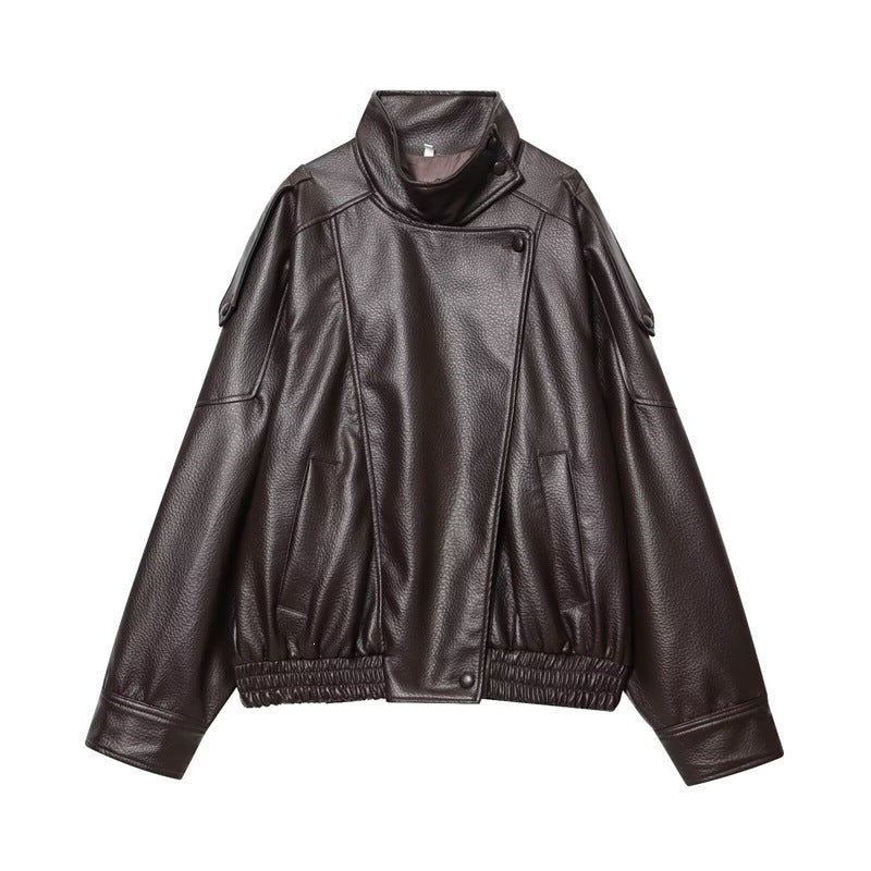 Offbeat Theory Faux Leather Jacket - Espresso Brown