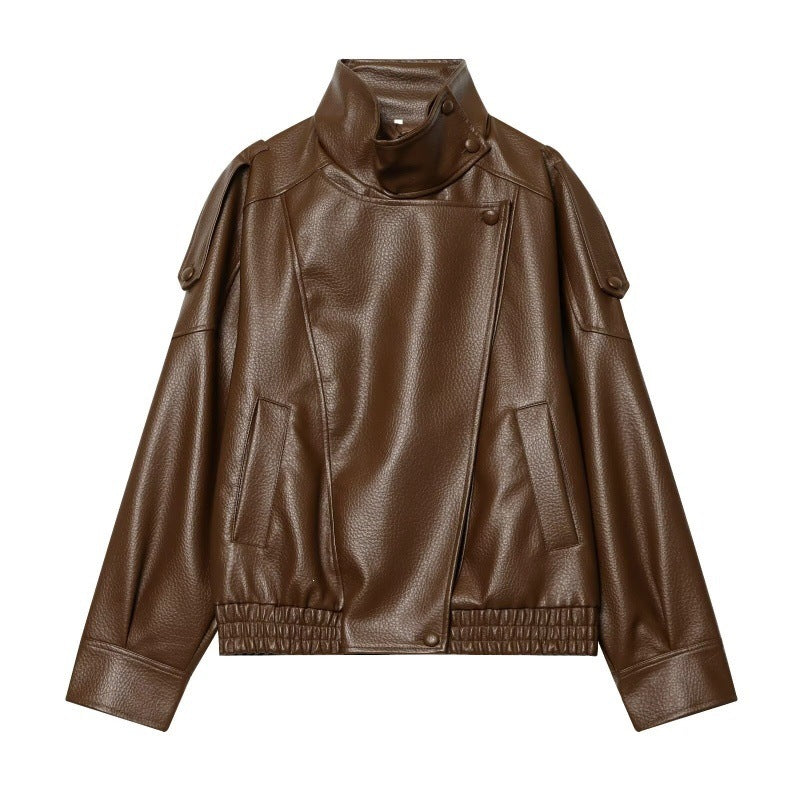 Offbeat Theory Faux Leather Jacket - Espresso Brown