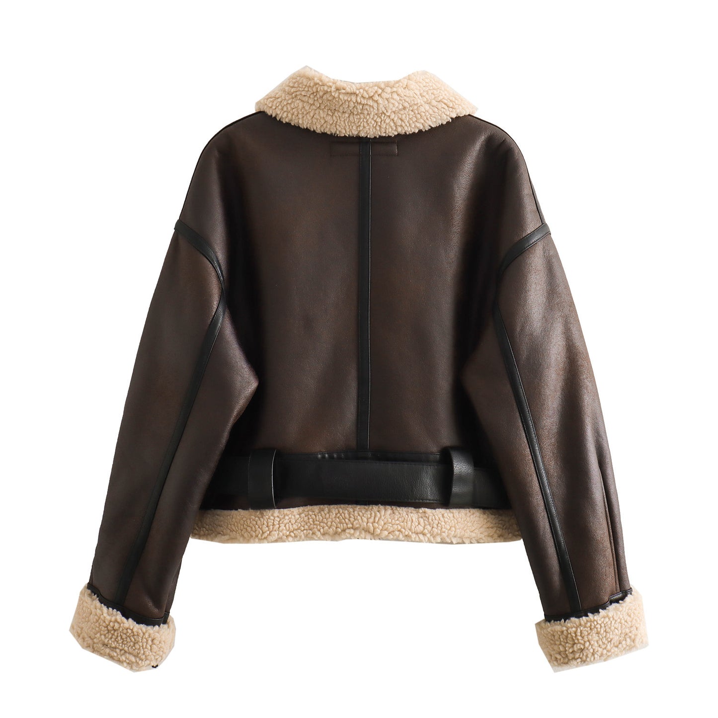 Oslo Shearling Street Jacket - Caramel Beige