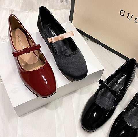 Parisian Bow Ballet Flats - Midnight Black