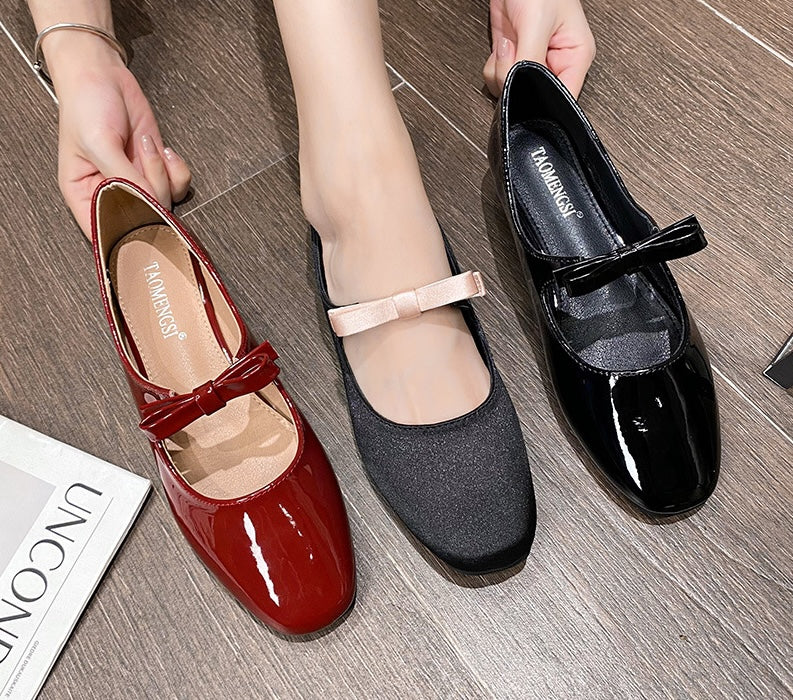 Parisian Bow Ballet Flats - Midnight Black