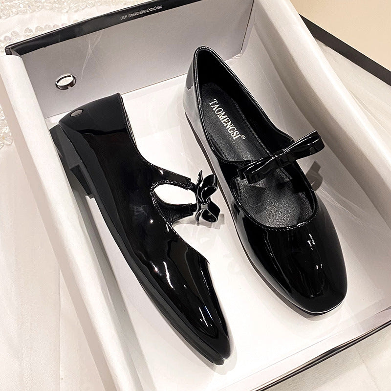 Parisian Bow Ballet Flats - Midnight Black