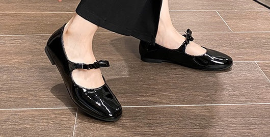 Parisian Bow Ballet Flats - Midnight Black