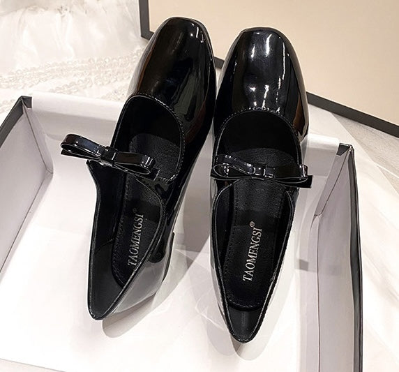 Parisian Bow Ballet Flats - Midnight Black