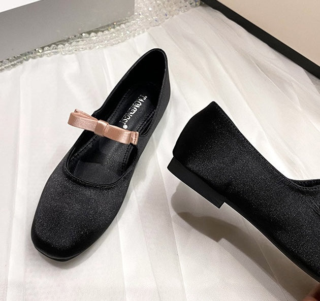 Parisian Bow Ballet Flats - Midnight Black