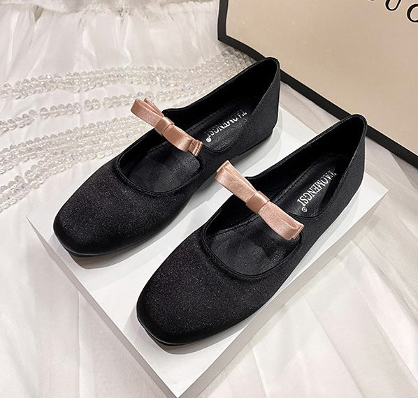 Parisian Bow Ballet Flats - Midnight Black