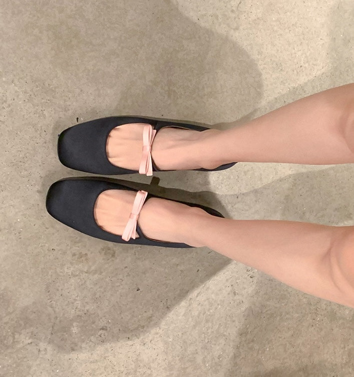 Parisian Bow Ballet Flats - Midnight Black