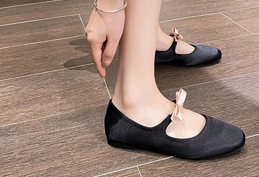 Parisian Bow Ballet Flats - Midnight Black