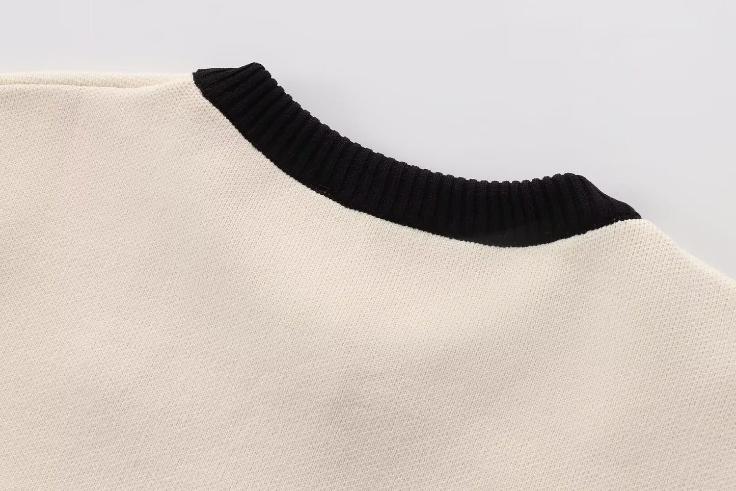 Parisian Contrast Knit Top - Midnight Black