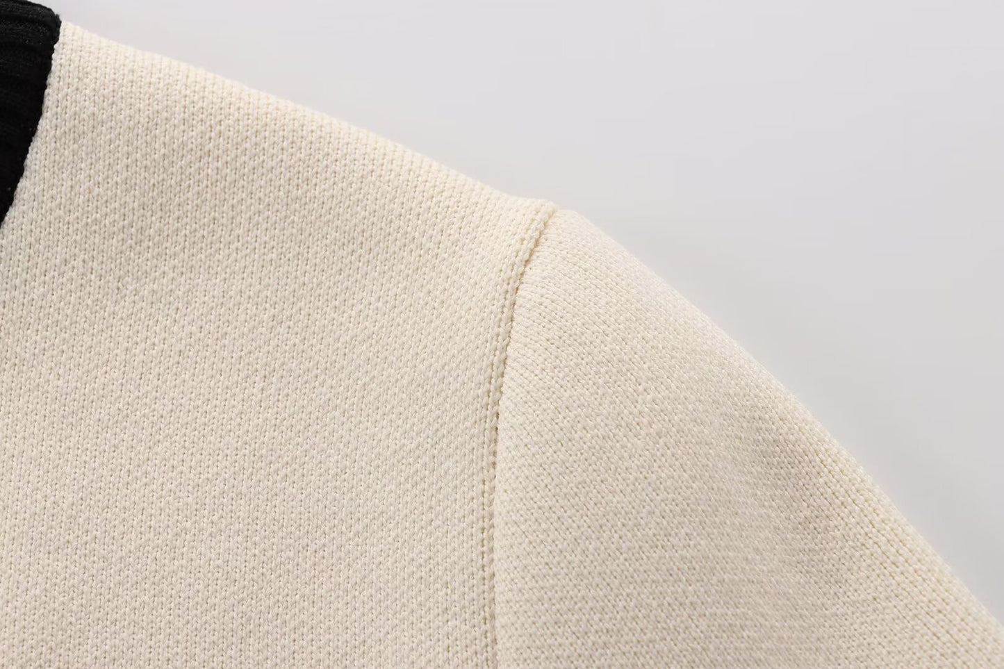 Parisian Contrast Knit Top - Midnight Black