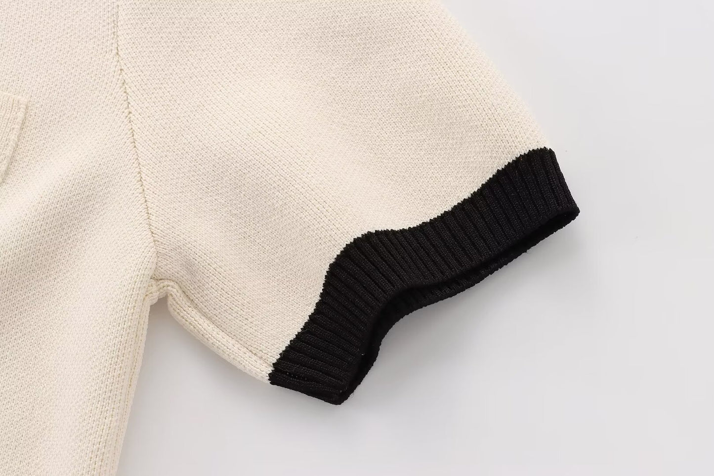 Parisian Contrast Knit Top - Midnight Black