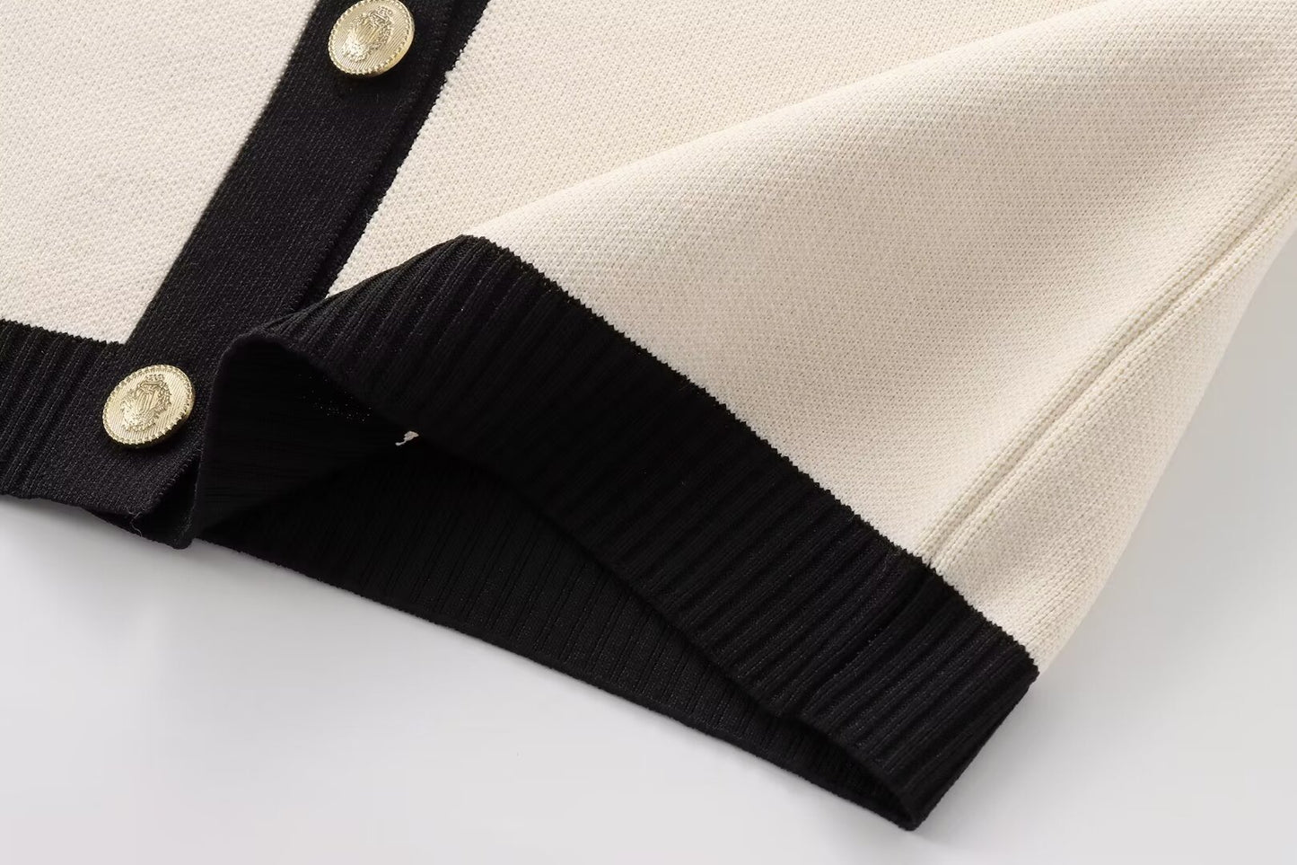 Parisian Contrast Knit Top - Midnight Black