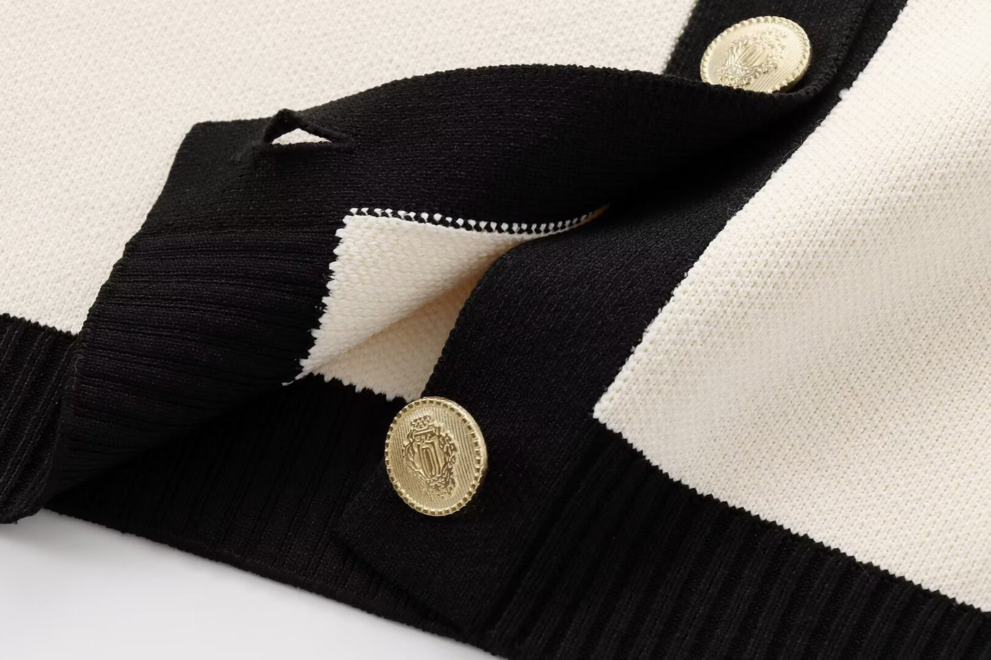 Parisian Contrast Knit Top - Midnight Black