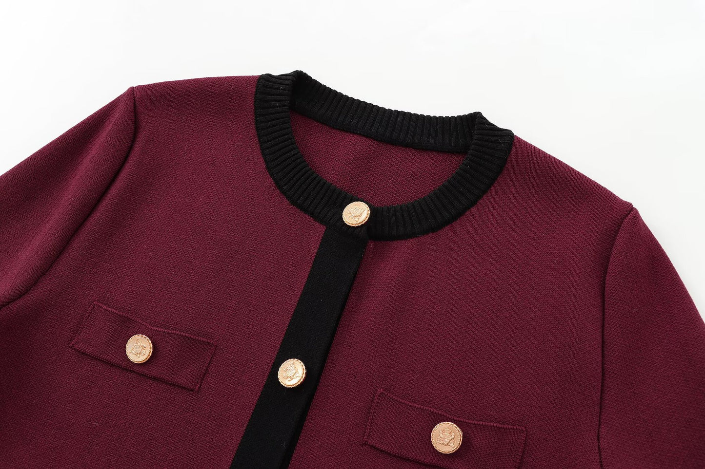 Parisian Contrast Knit Top - Midnight Black