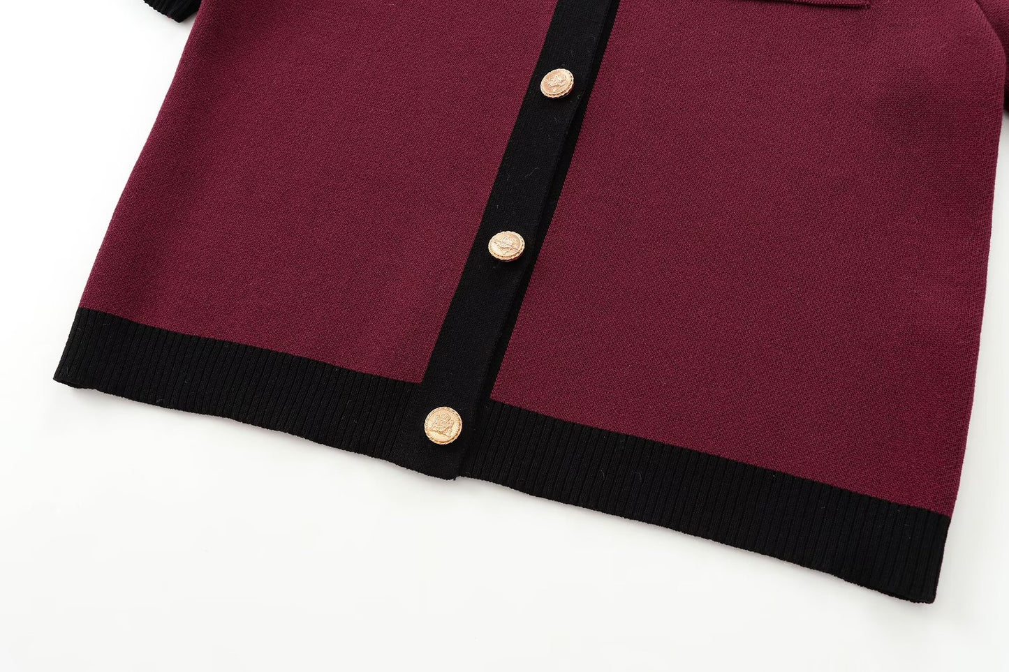 Parisian Contrast Knit Top - Midnight Black