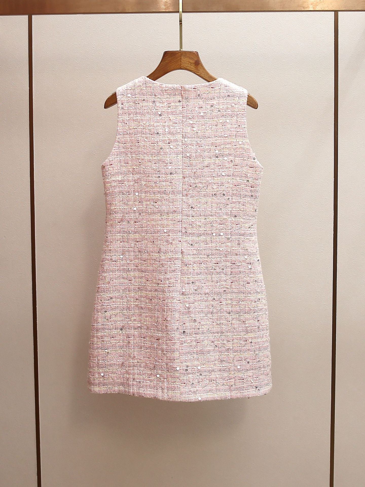 Parisian Crystal Bow Sequin Tweed Dress