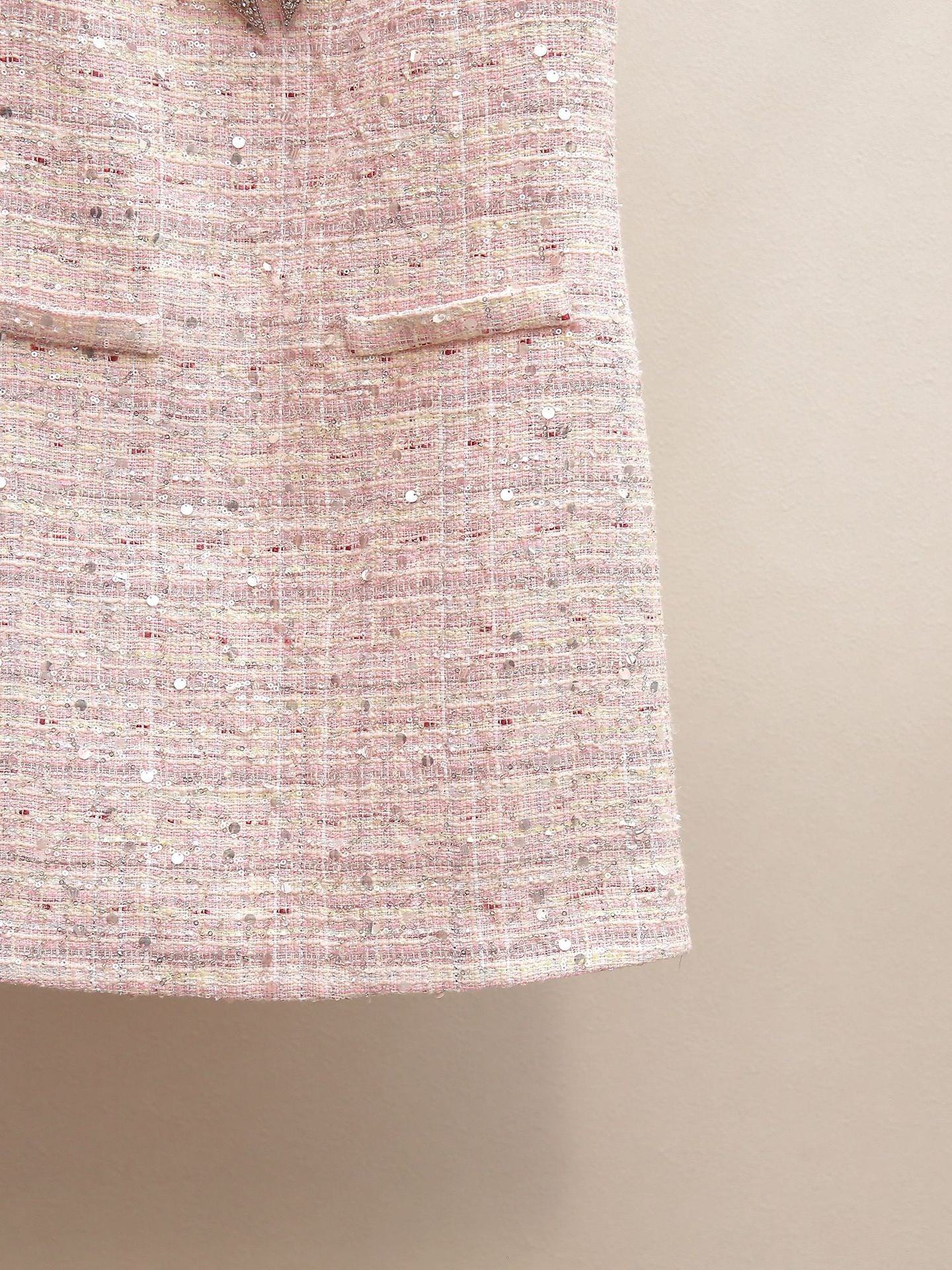 Parisian Crystal Bow Sequin Tweed Dress