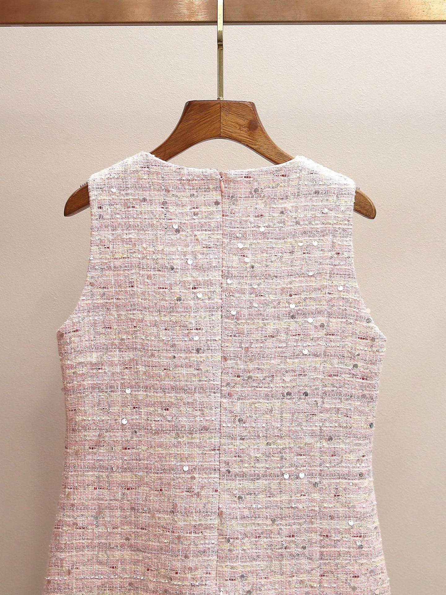 Parisian Crystal Bow Sequin Tweed Dress