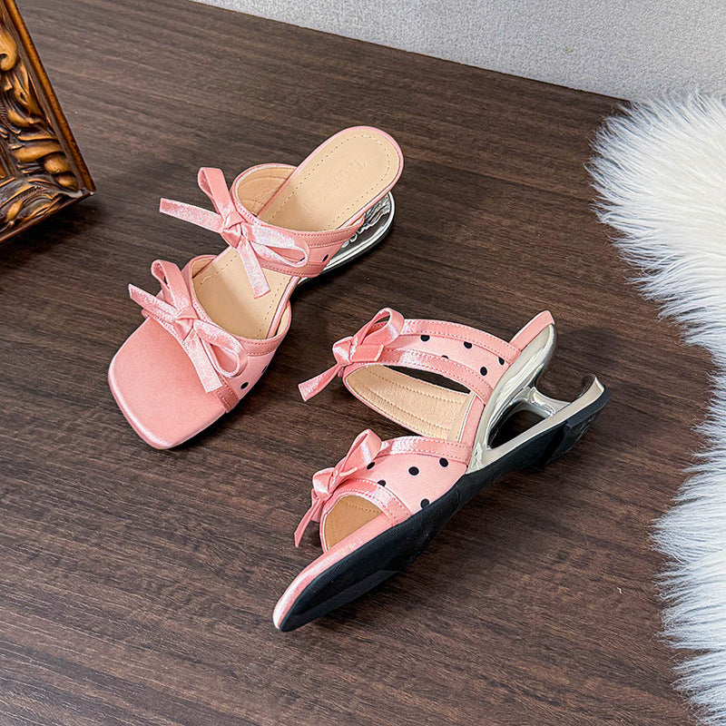 Parisian Polka Bow Heels - Blanc Noir