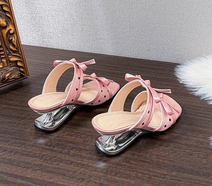 Parisian Polka Bow Heels - Blanc Noir