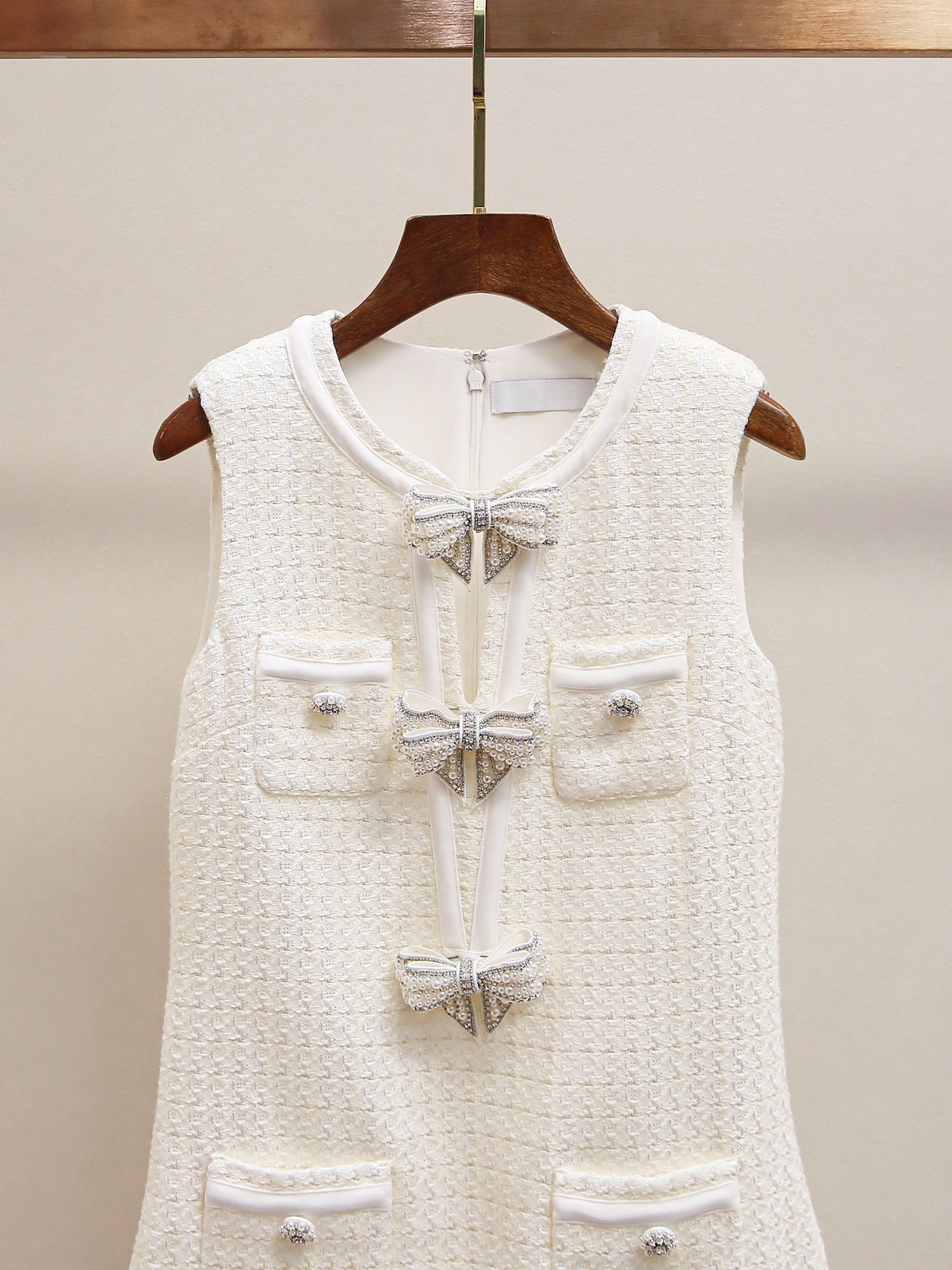 Parisian Tweed Bow Embellished Dress