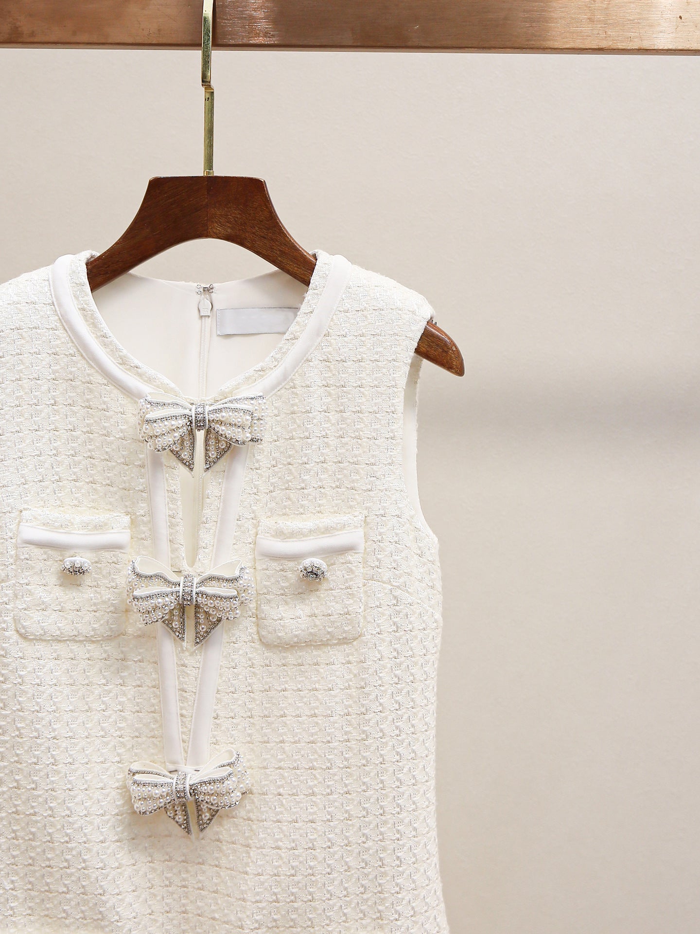 Parisian Tweed Bow Embellished Dress
