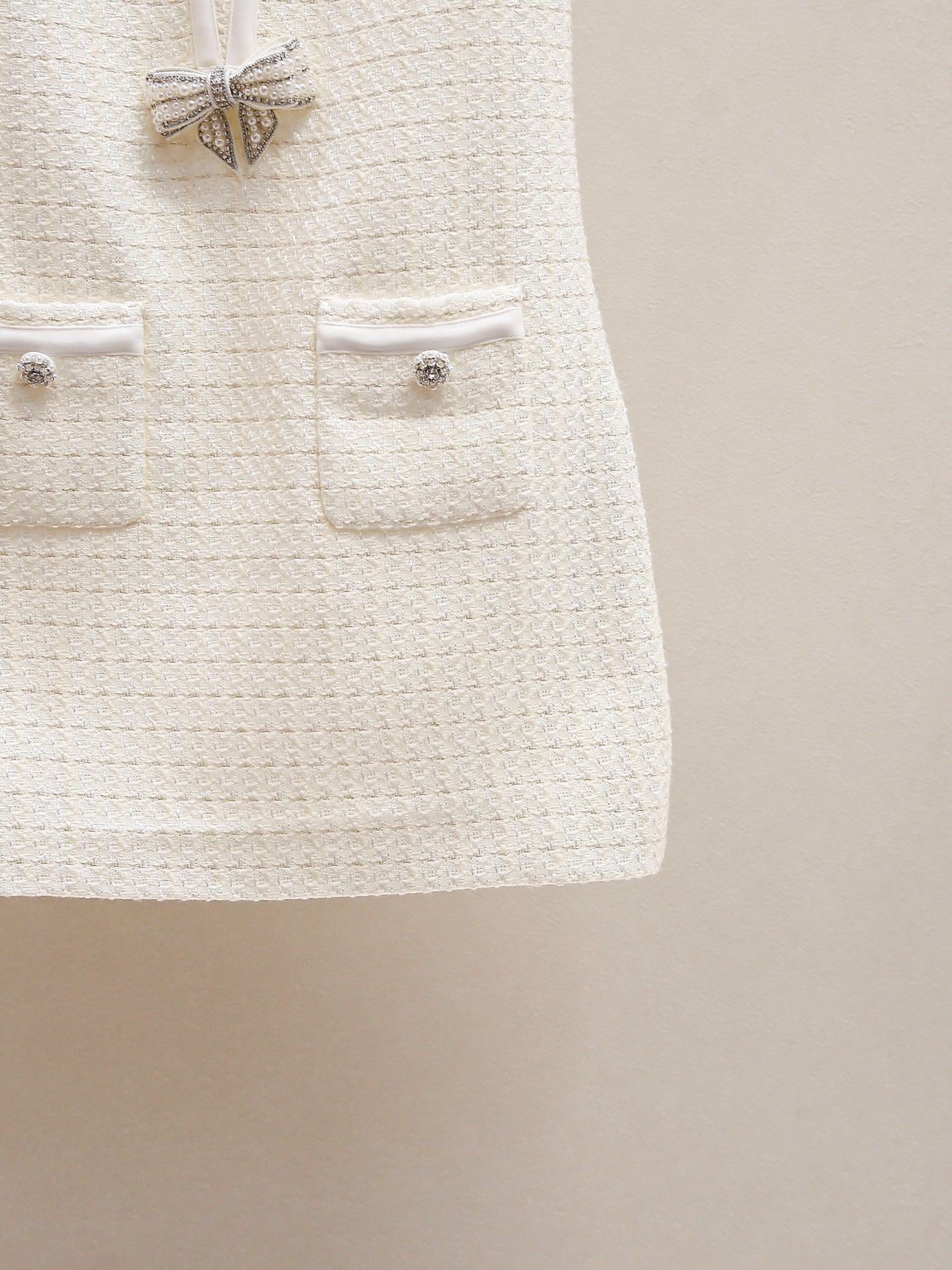 Parisian Tweed Bow Embellished Dress