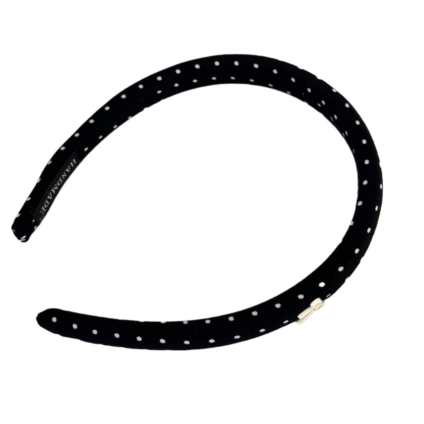 Petite Bow Polka Dot Headband - Blanc White