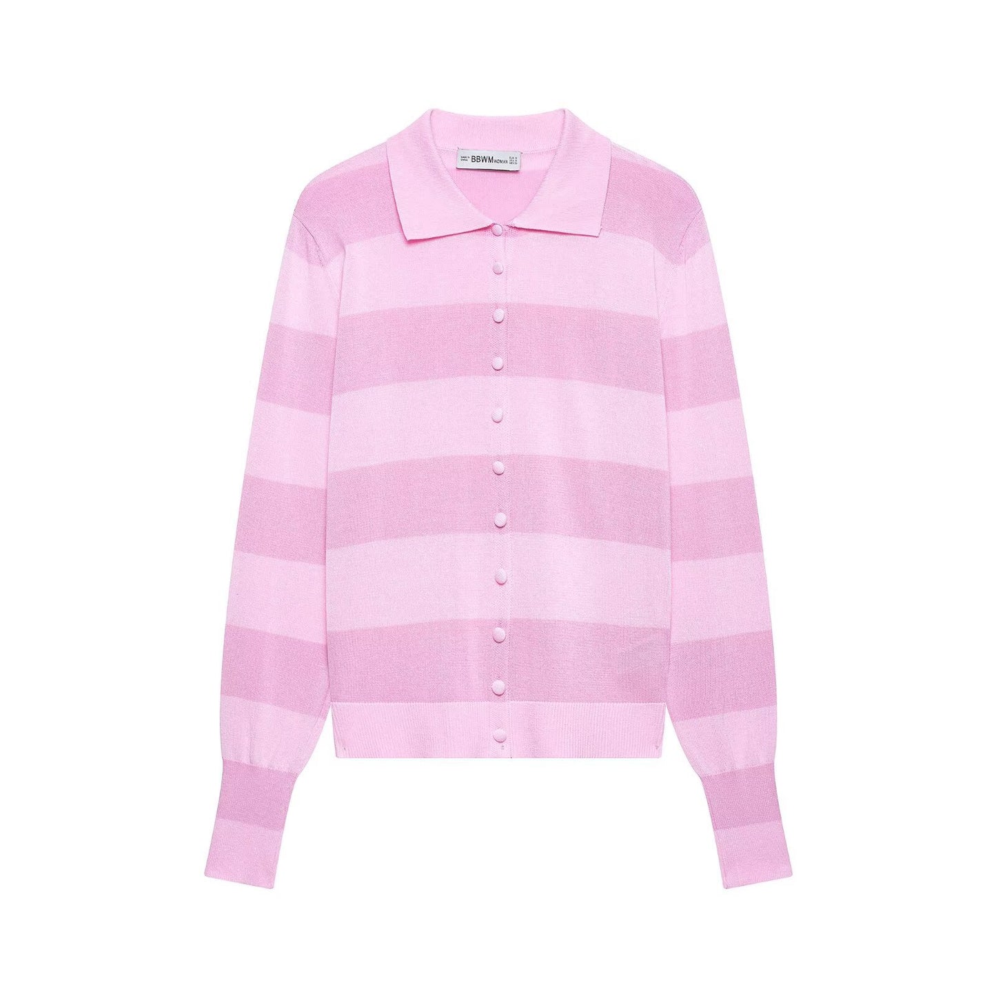 Pink Striped Polo Knit Top