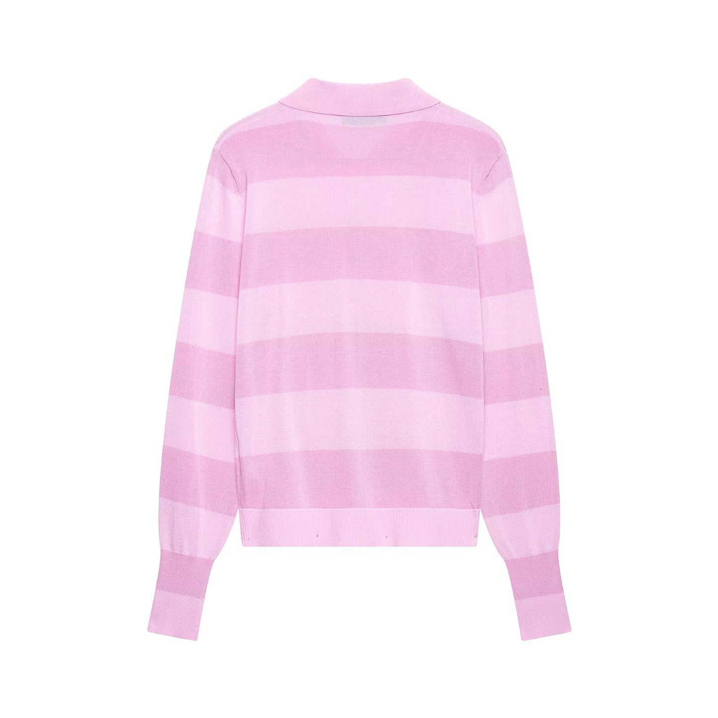 Pink Striped Polo Knit Top