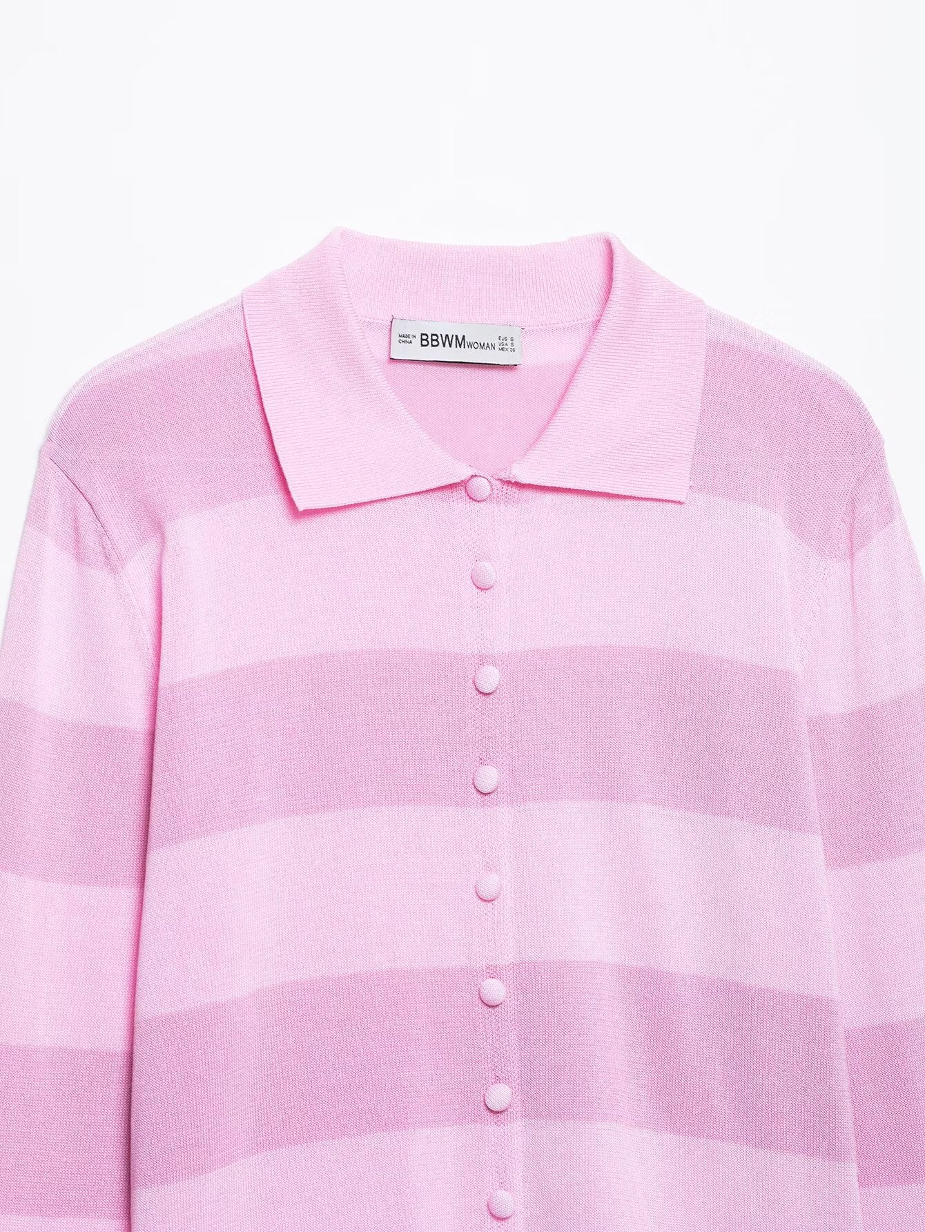 Pink Striped Polo Knit Top