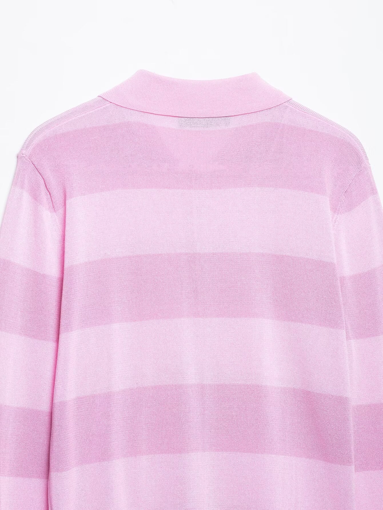 Pink Striped Polo Knit Top