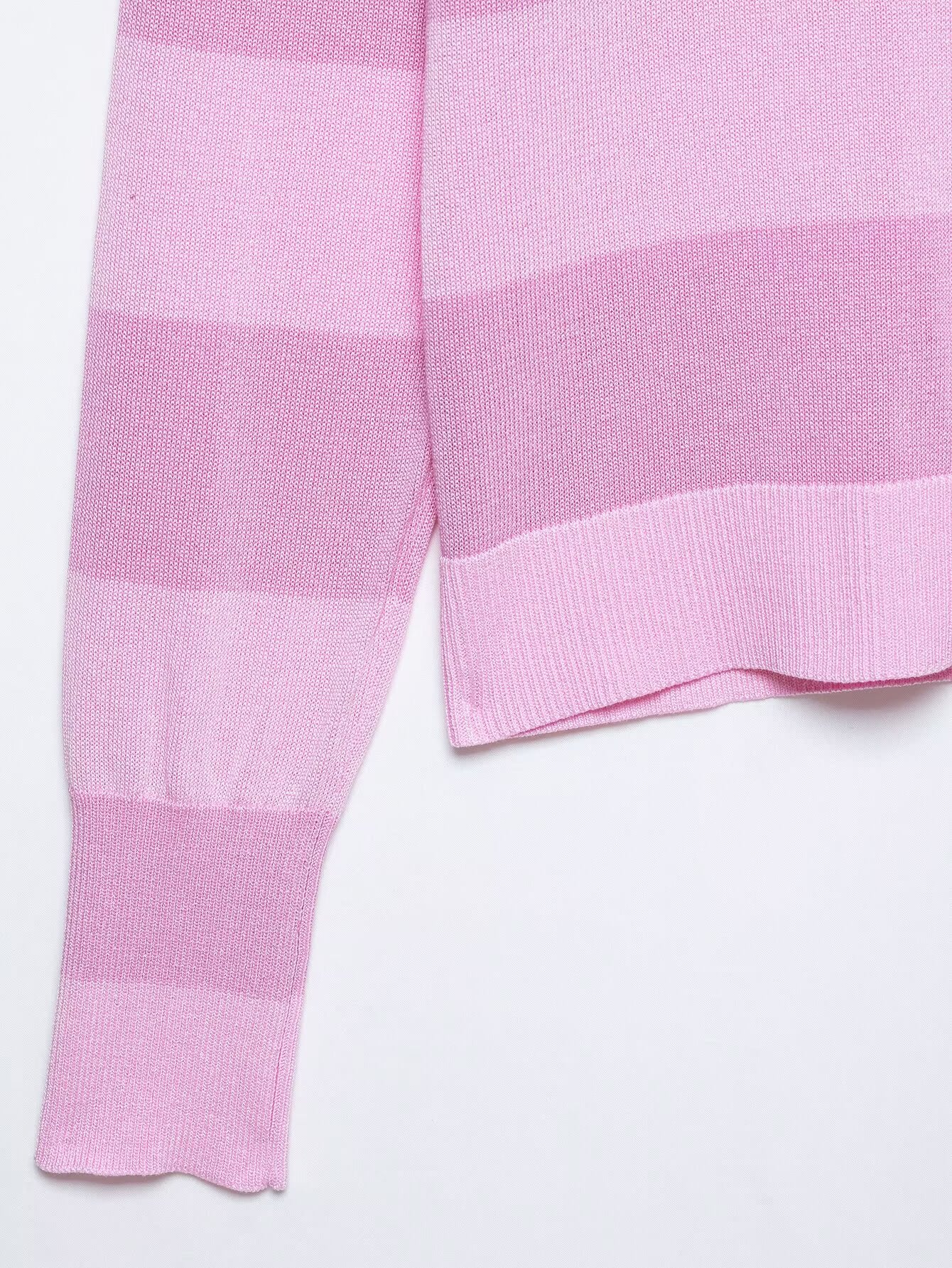 Pink Striped Polo Knit Top