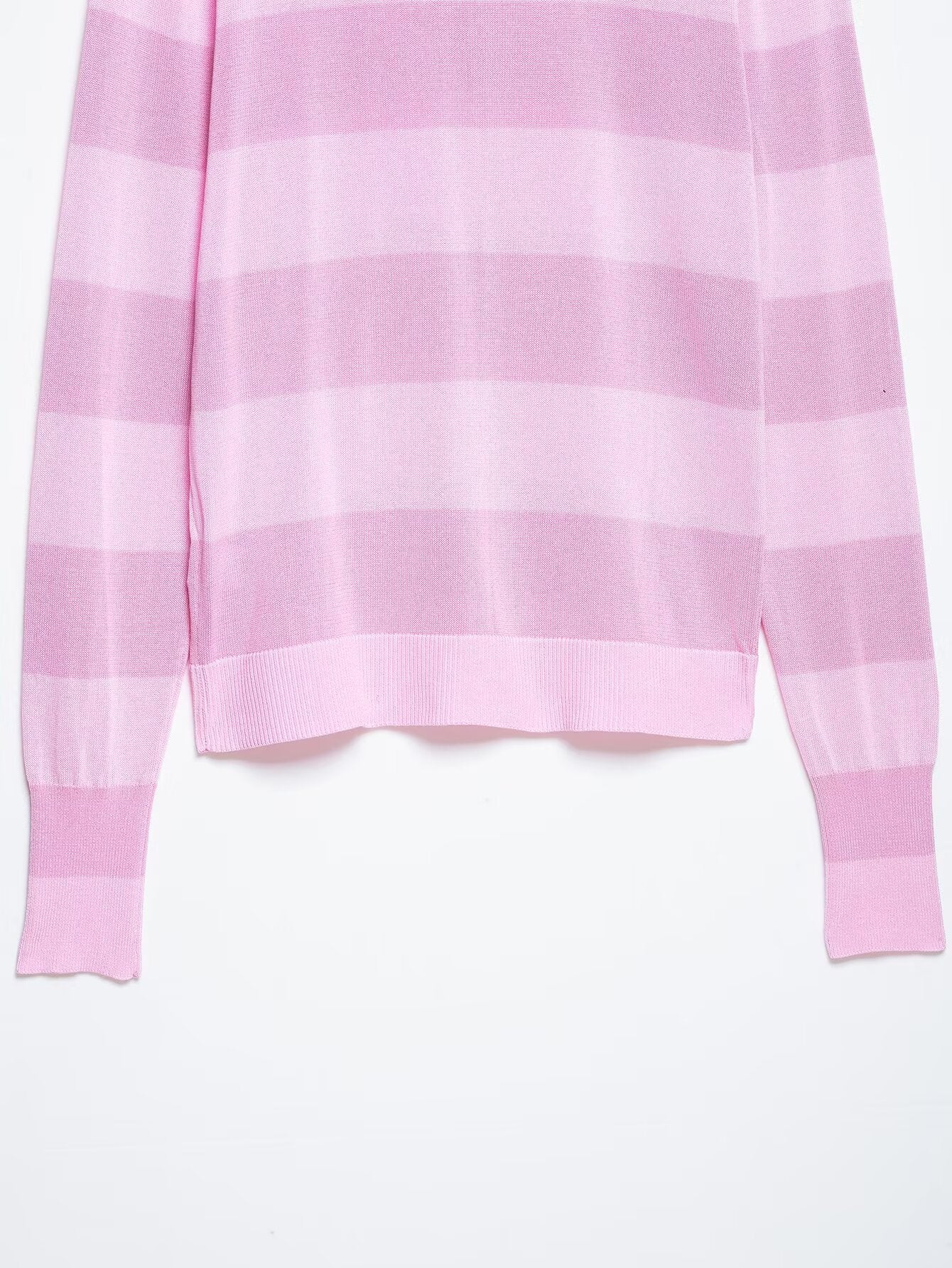 Pink Striped Polo Knit Top