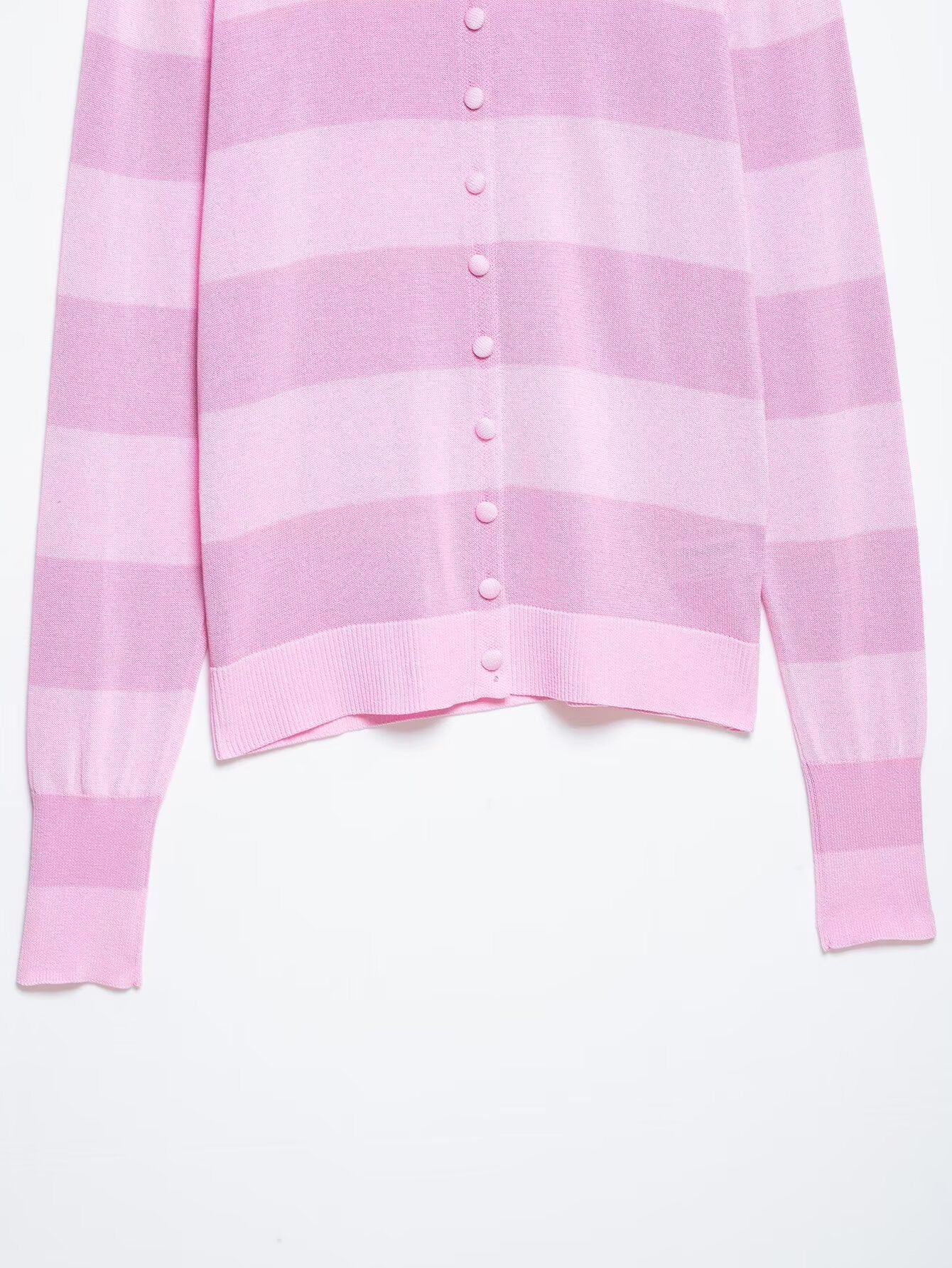 Pink Striped Polo Knit Top