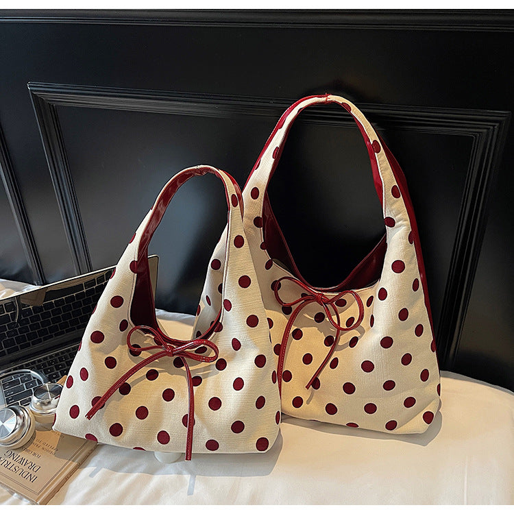 Poka Dote Ribbon Slouchy Shoulder