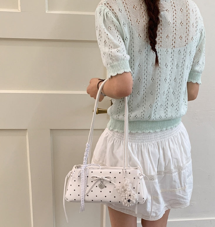 Poka Ribbon East-West Bag - Mist Blue