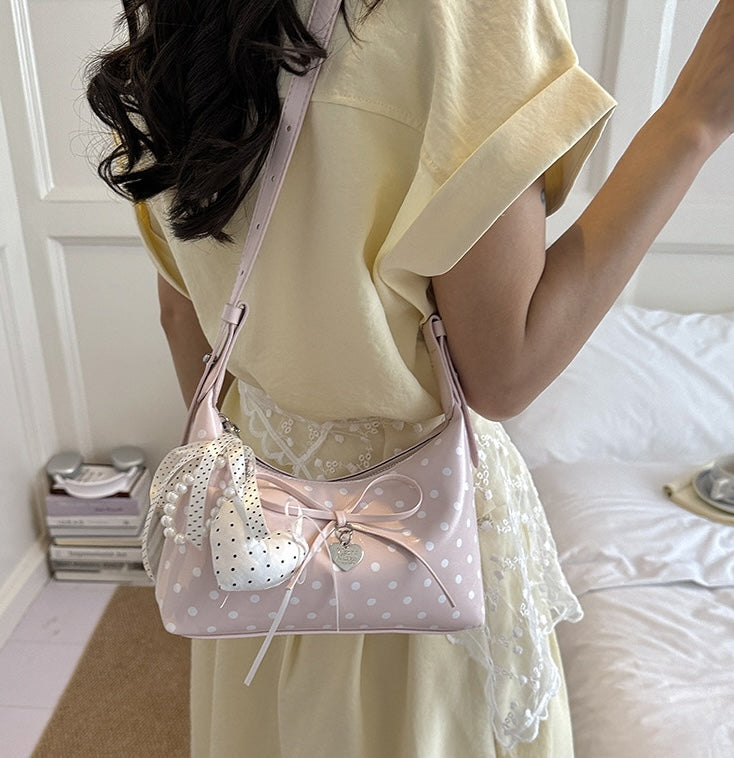 Poka Ribbon Hobo Bag - Rose Red
