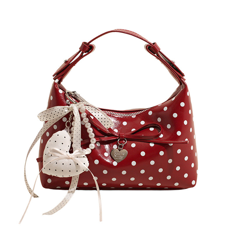 Poka Ribbon Hobo Bag - Rose Red