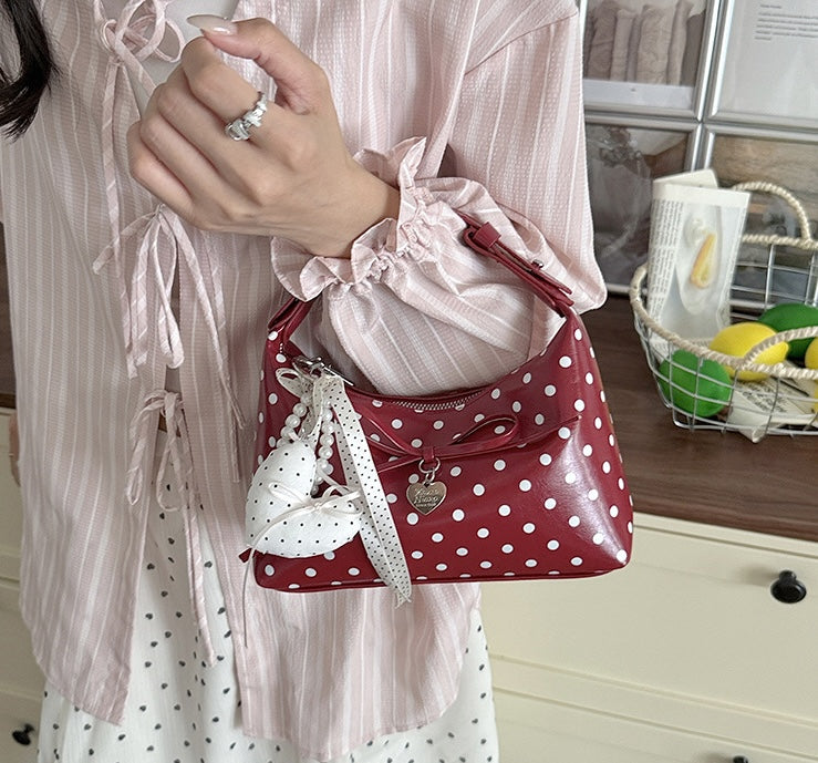 Poka Ribbon Hobo Bag - Rose Red