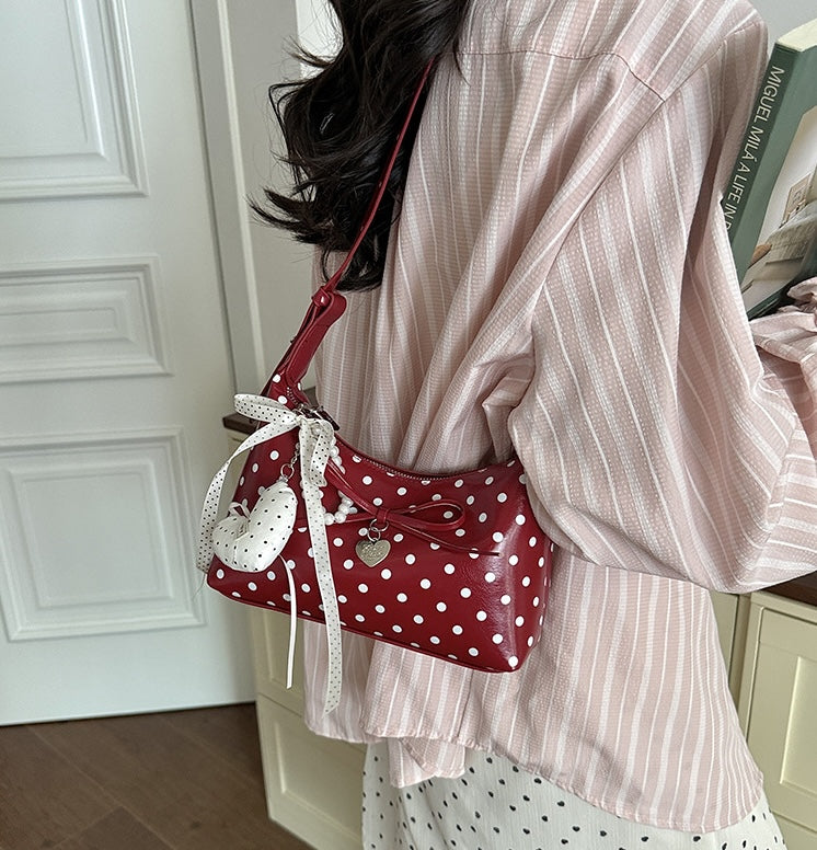 Poka Ribbon Hobo Bag - Rose Red