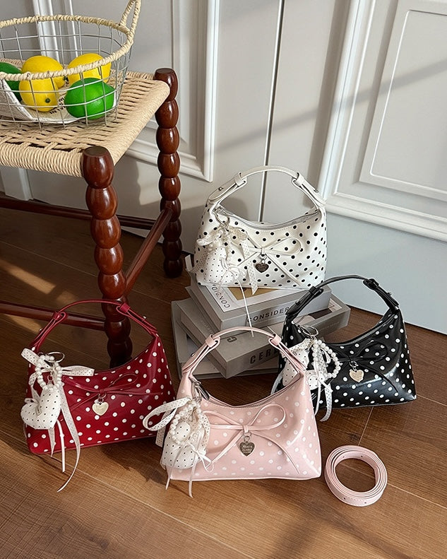 Poka Ribbon Hobo Bag - Rose Red