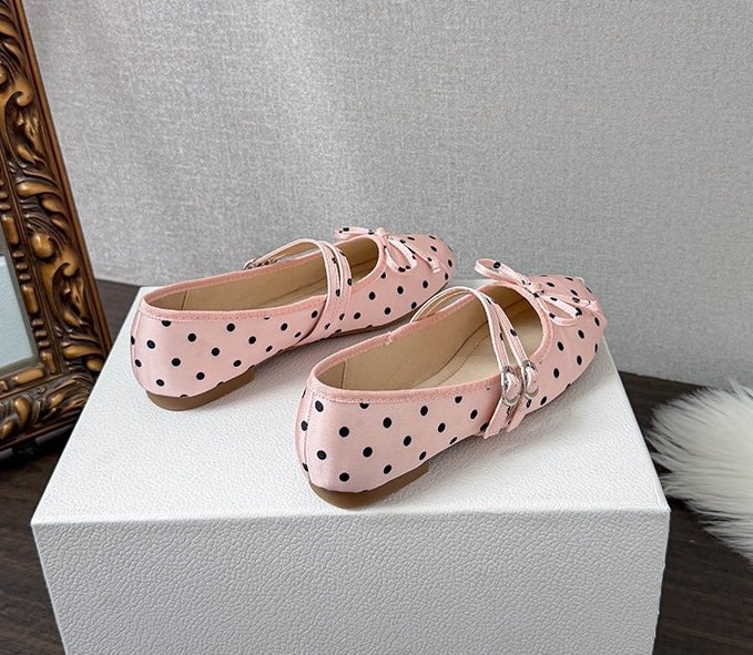 Polka Bow Ballet Flats - Midnight Black