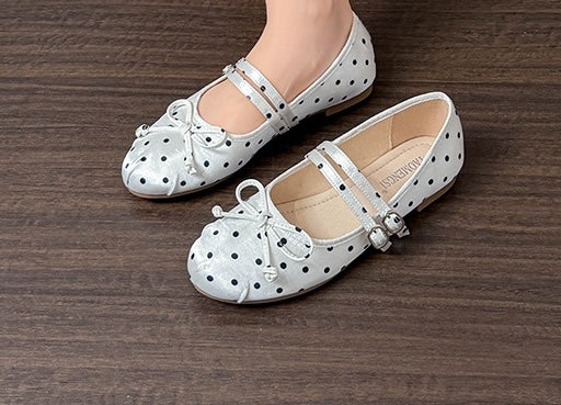 Polka Bow Ballet Flats - Midnight Black